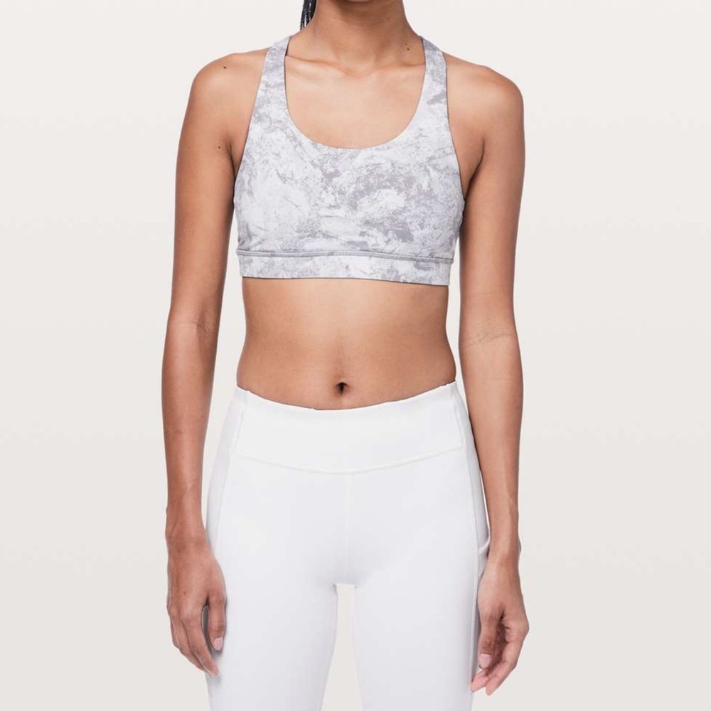 Lululemon invigorate bra 4 B/C support washed marble alpine white silverscreen